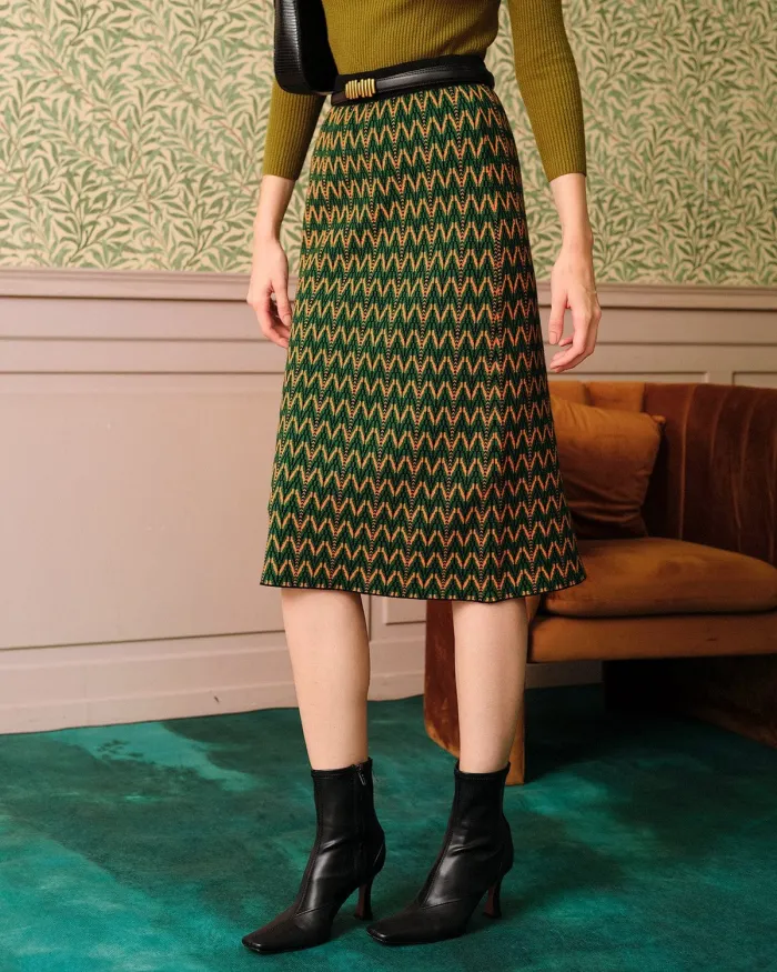 The High Waisted Floral Midi Skirt