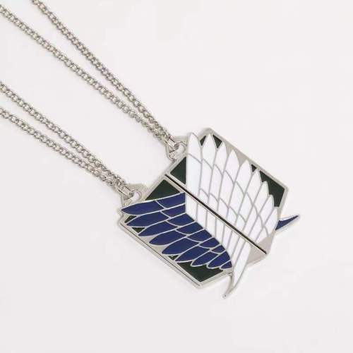 2Pcs Matching The Attack On Titan Freedom Wing Necklace Without Magnets