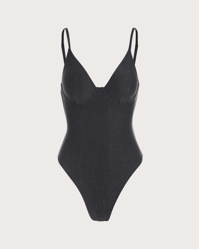 The Black V Neck Criss-Cross One-Piece Swimsuit