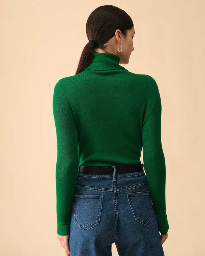 The Solid Turtleneck Ribbed Sweater