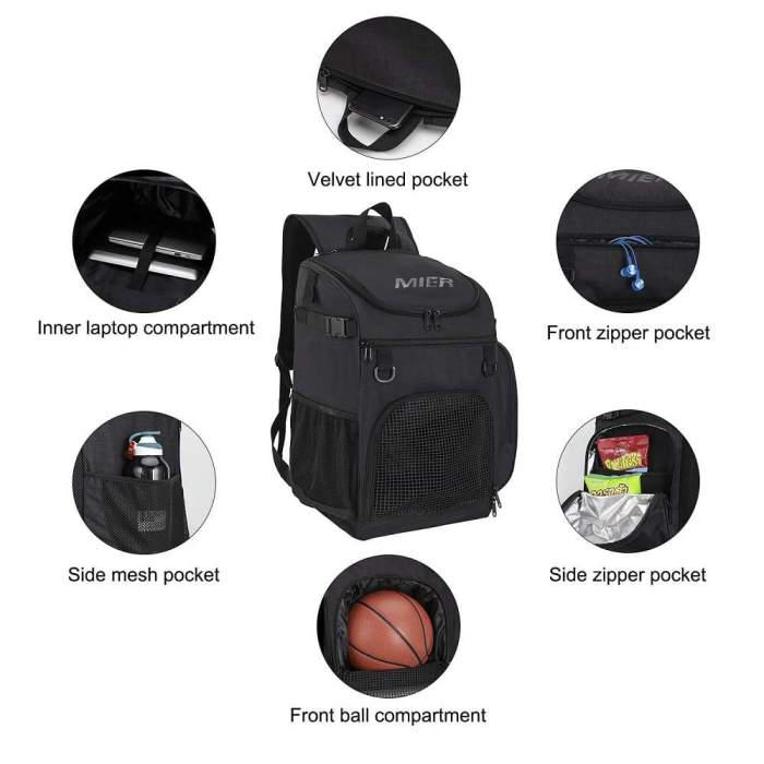 Large Basketball Backpack Sports Bag With Ball Compartment