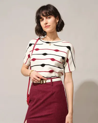 The Two Way Wear Short Sleeve Striped Sweater
