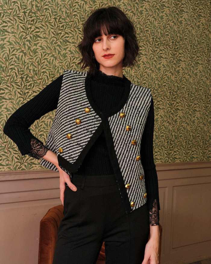 The Double-Breasted Stripe Tweed Waistcoat