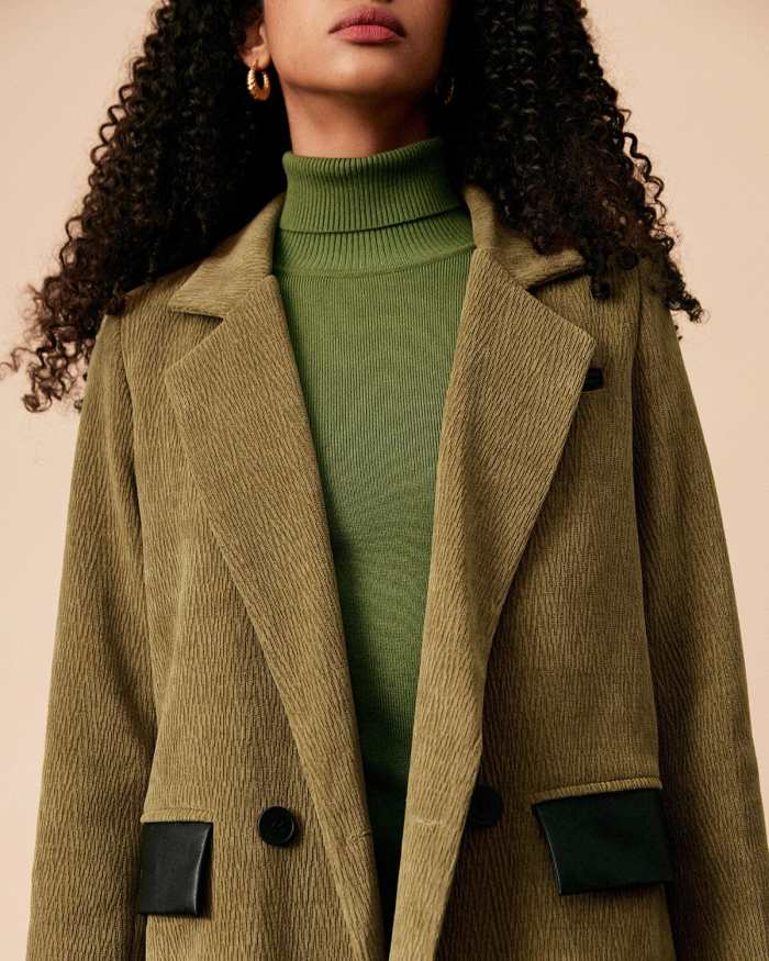 The Green Collared Mid-Length Trench Coat