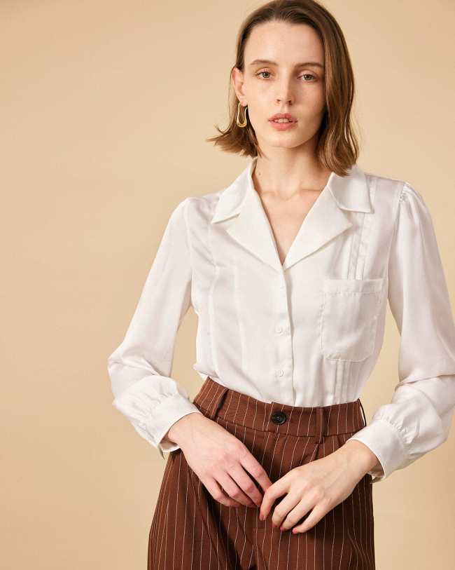 The White Collared Button-Up Blouse