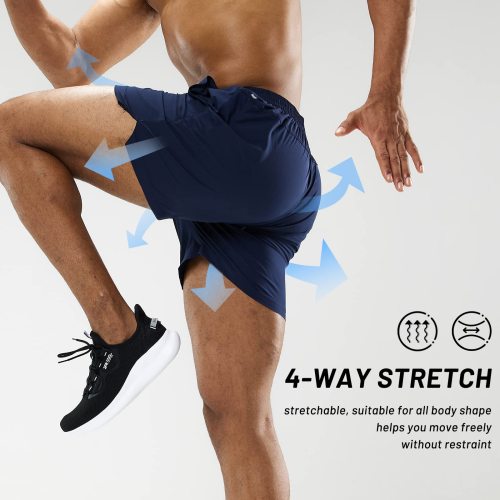 Men Workout Running Shorts Active 5 Inches Shorts With Pockets