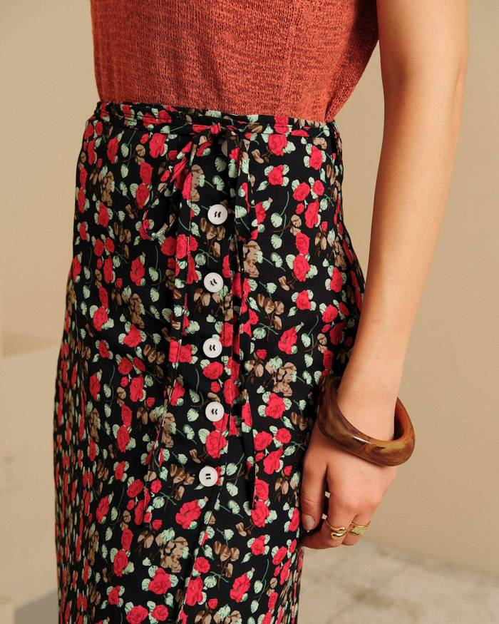 The Floral Button-Up Split Skirt
