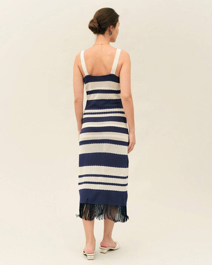 The Stripe Tassel Midi Dress