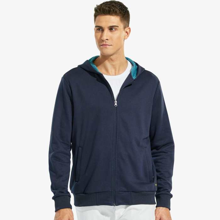 Men'S Full-Zip Fleece Hooded Sweatshirt Athletic Hoodie