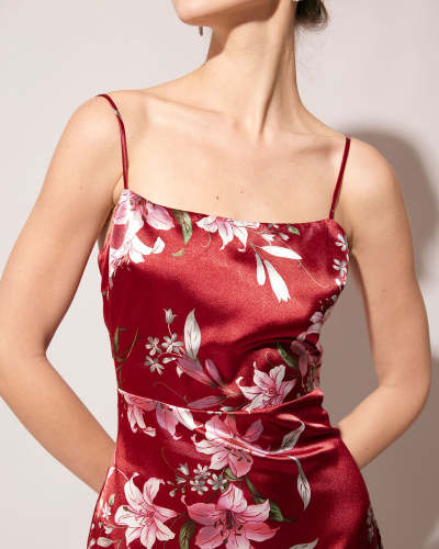 The Red Floral Slit Maxi Dress