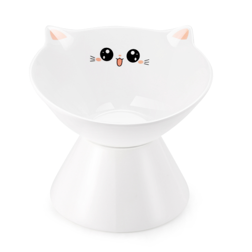 Lollimeow Ceramic Raised Pet Bowls, Stress Free