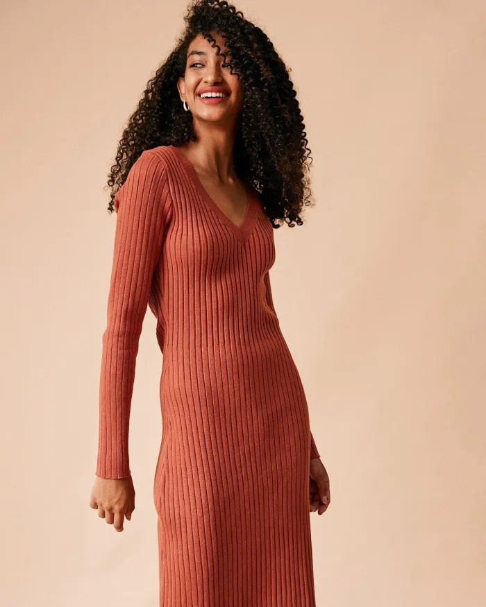The Ribbed Bodycon Long Sleeve Sweater Dress