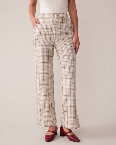 The Straight-Leg Plaid Split Pants