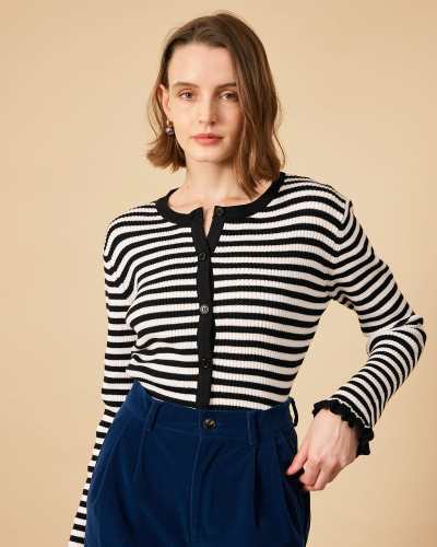 The Contrast Stripe Slim Fit Knit Top