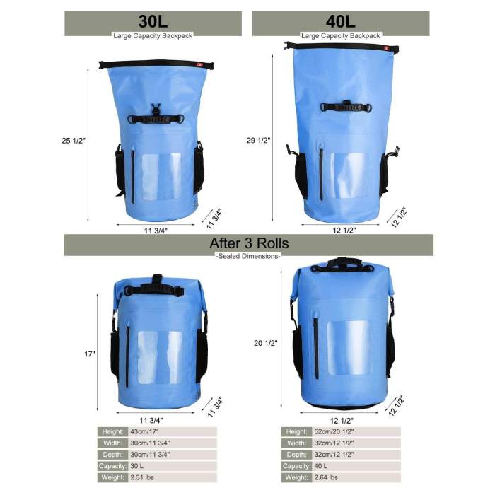 Waterproof Dry Backpack Roll Top Dry Bag With Zipper Pocket