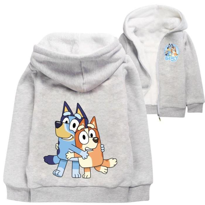 Bluey And Bingo Cute Dog Print Girls Boys Lined Zip Up Cotton Jacket