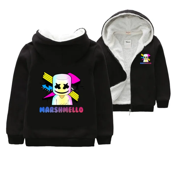 Dj Marshmello Yeah Print Boys Child Fleece Lined Cotton Zip Up Hoodie