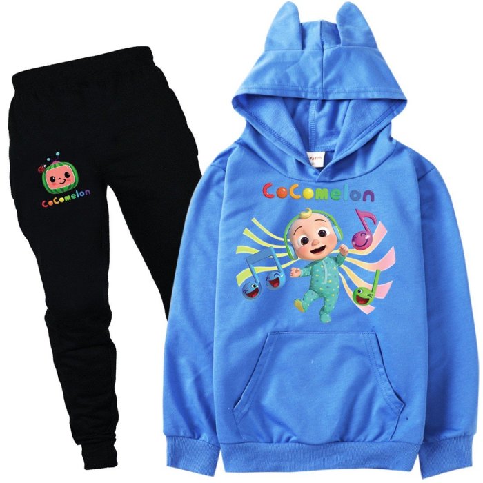 Musical Jj Baby Dance Print Girls Boys Cotton Hoodie Pants Long Outfit