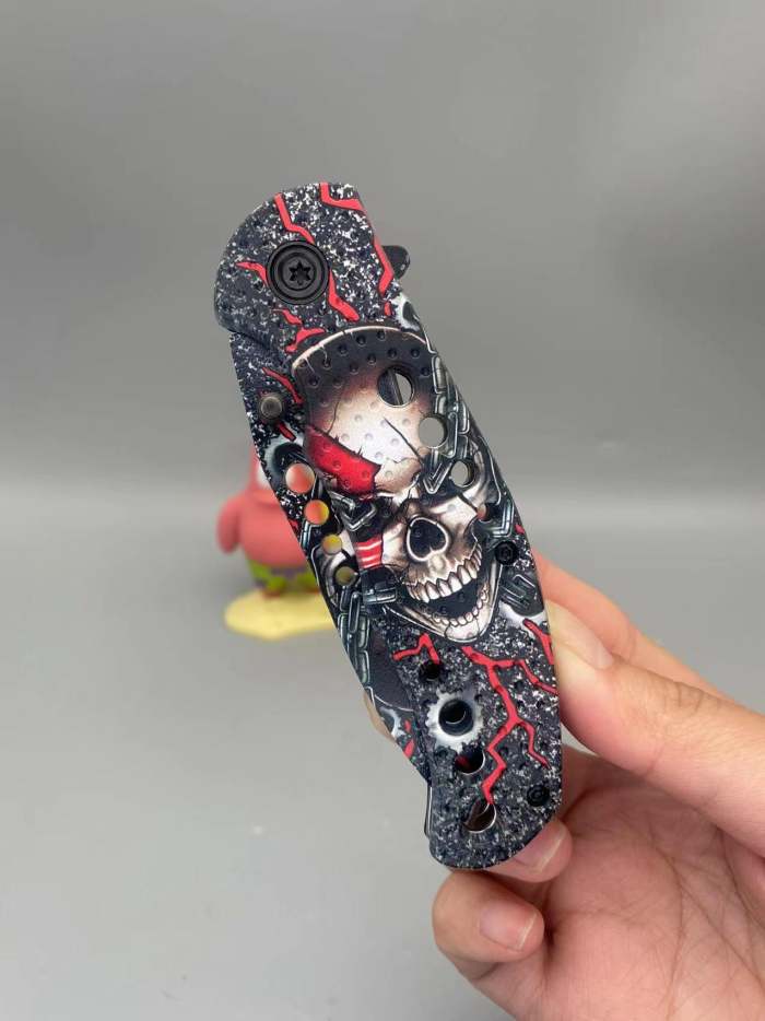 Full Printed Skull Skeleton Folding Knife