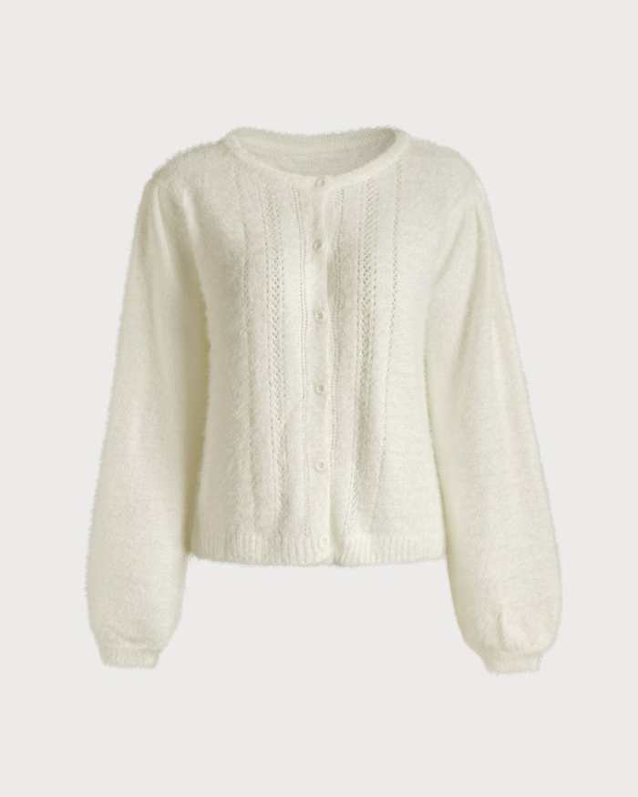 The Solid Pointelle Sweater Cardigan