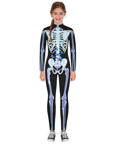 Girls Boys Butterfly Skeleton Catsuit Kids Halloween Party Costume