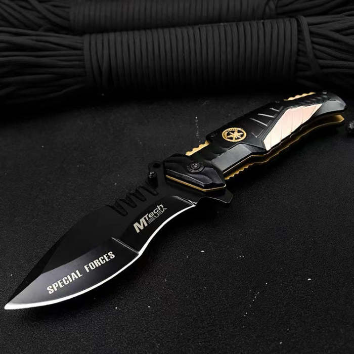 Cool Camping Survival Portable Spring Asist Quick Open Field Folding Knife