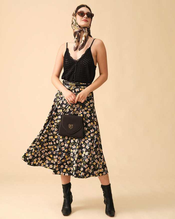 The High Waisted Floral Vintage Skirt