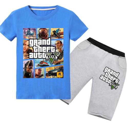 Gta5 Grand Theft Auto V Print Girls Boys Cotton T Shirt N Shorts Sets