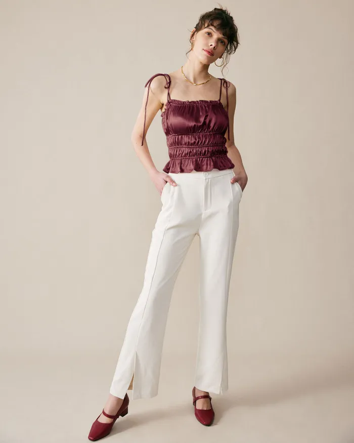 The Shirred Elasticized Satin Cami Top