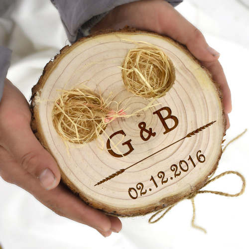 Wooden Rings Box Custom Name Date Your Picture