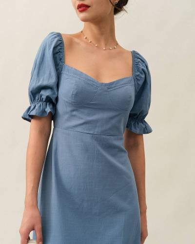 The Solid Ruffle Hem Midi Dress
