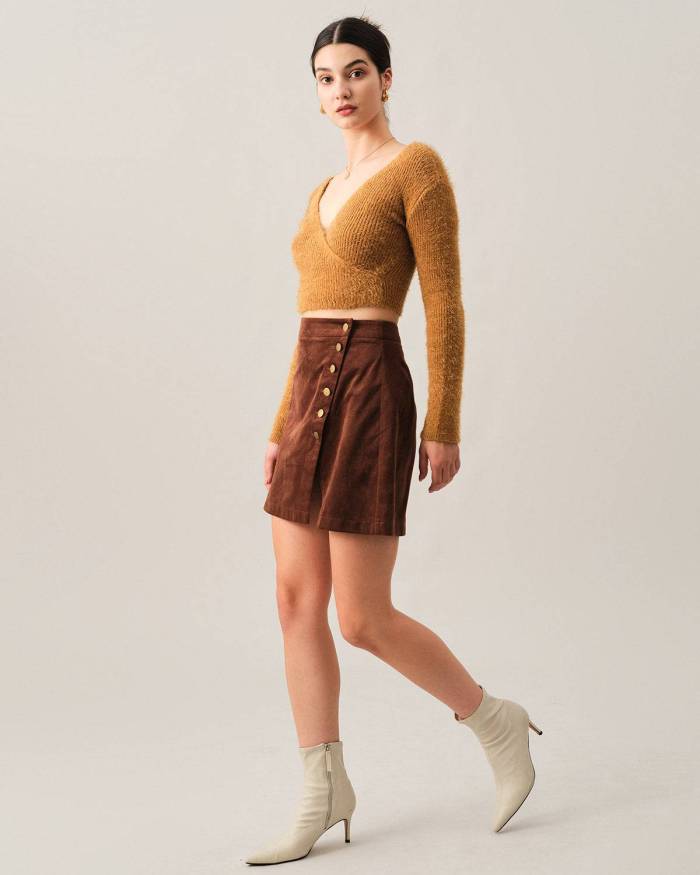 The Solid Button-Up Corduroy Skirt