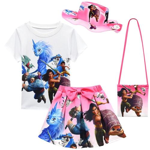Raya And The Last Dragon Girls Summer T Shirt N Skirt Suit Set Costume