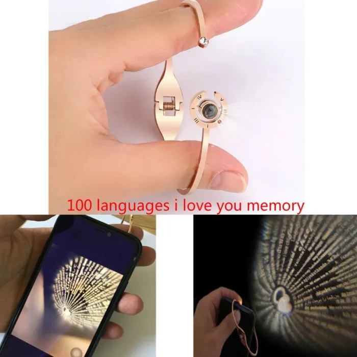 Simple 100 Languages I Love You Love Fashion Bracelets&Bangles Open Bangle Jewelry