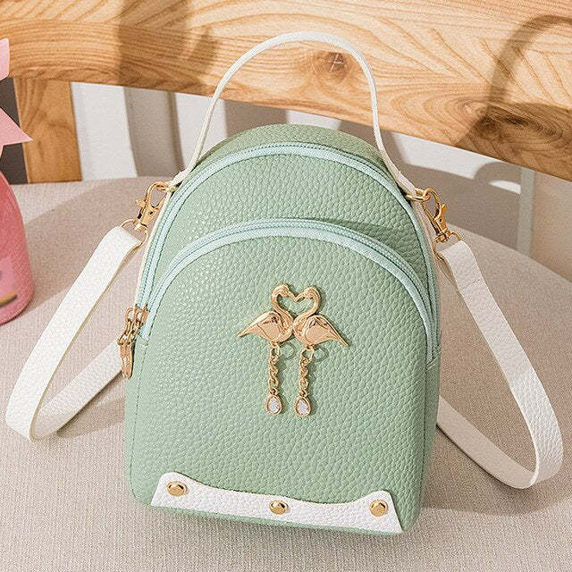 Women'S Solid Color Leather Little Swan Backpack