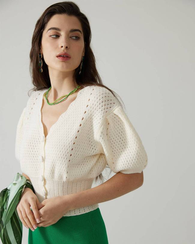 The Short-Sleeve Cutout Knitted Top