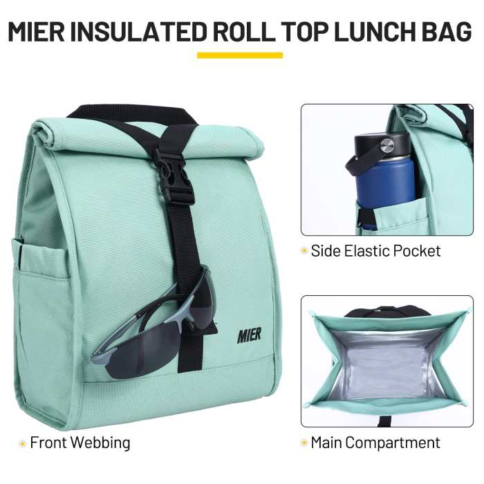 Insulated Lunch Bag Roll Top Lunch Box For Women Men