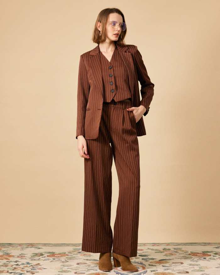 The Brown Striped High Waisted Pants