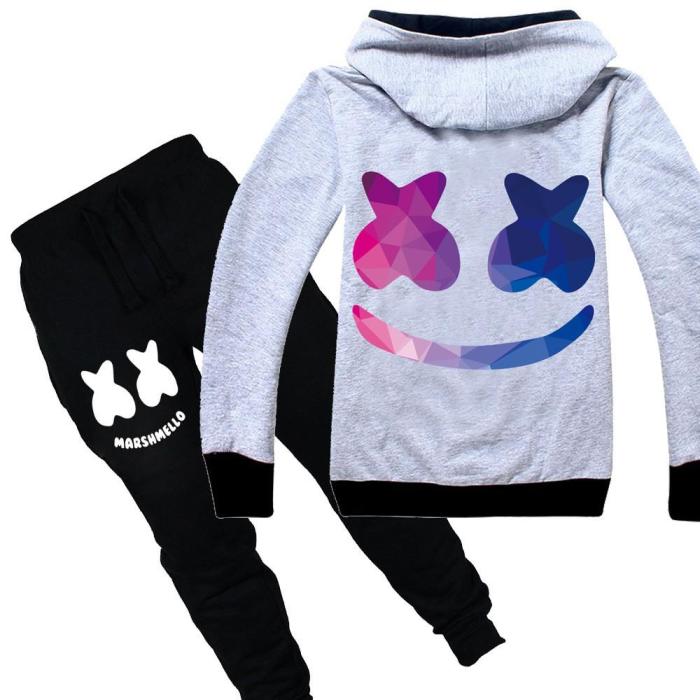 Dj Marshmello Boys Pure Cotton Hoodie And Sweatpants Suit Outfit Set