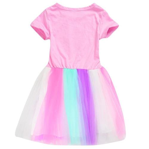Ampun Dj Marshmello 3-9 Years Girls Pink Cotton Rainbow Tulle Dress