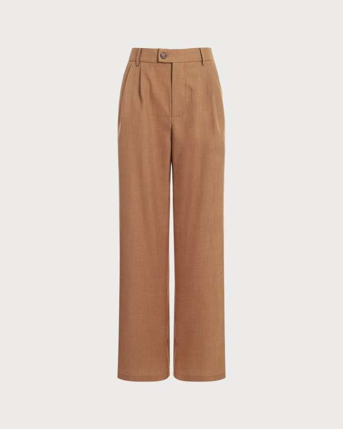 The Solid Pleated High-Waisted Pants