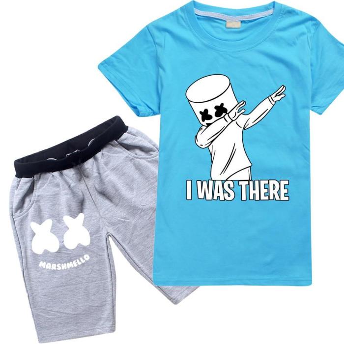 Dj Marshmello I Was There Print Boys Girls T Shirt N Grey Shorts Suit