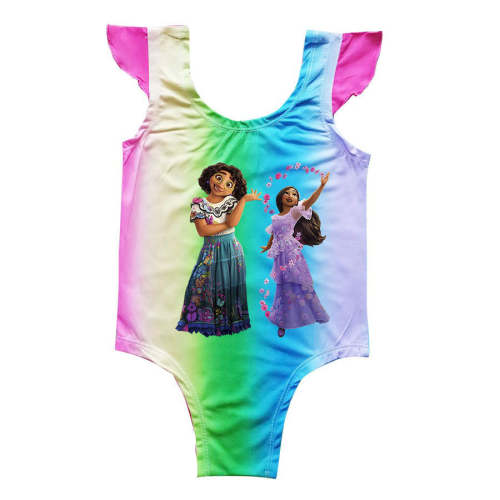 Girls Encanto Mirabel Isabela Print Rainbow Galaxy One Piece Swimsuit