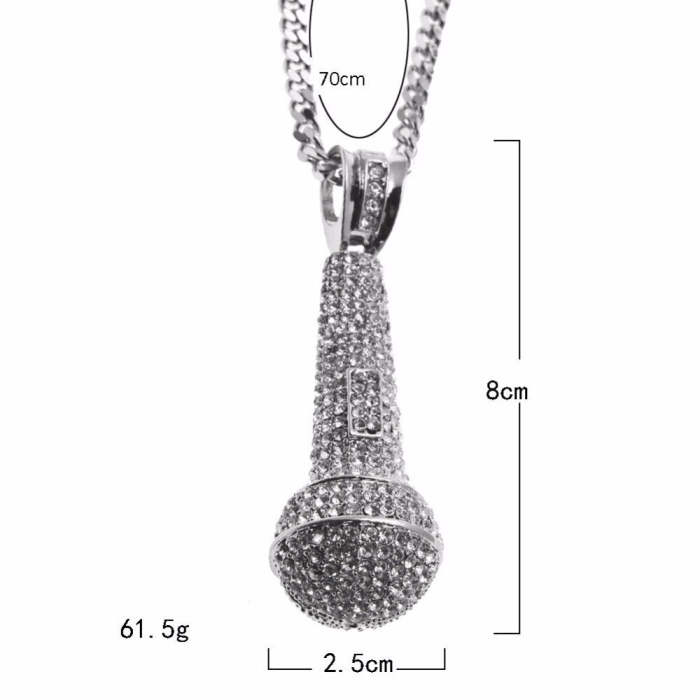 1Pc Hip Hop Microphone Pendant Necklace
