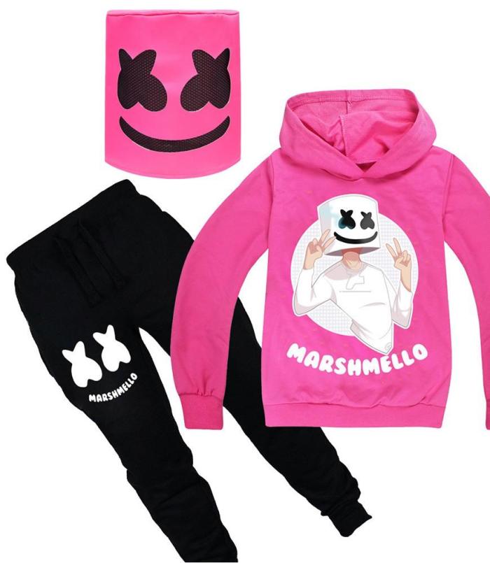 Boys Girls Dj Marshmello Tracksuit Kids Hoodie Sweatpants Hood Costume