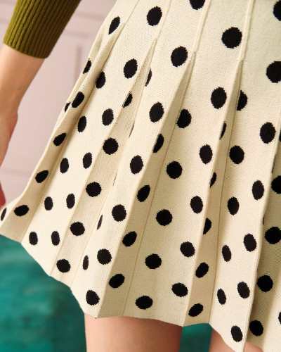 The Polka Dot High Waisted Pleated Skirt