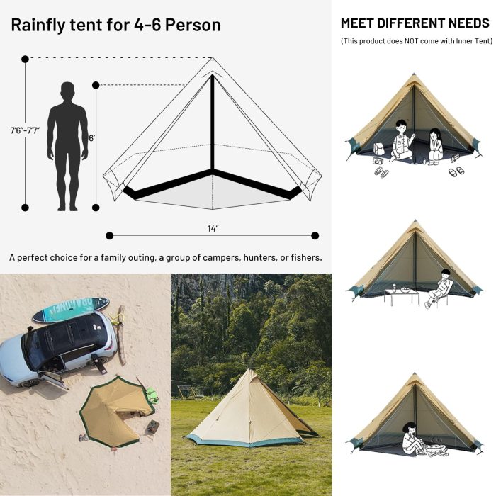Teepee Tent 4-6 Person  Tents With Stove Jack 4 Season