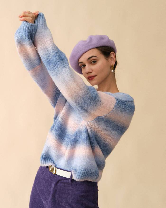 The Ombre Print Lantern Sleeve Sweater