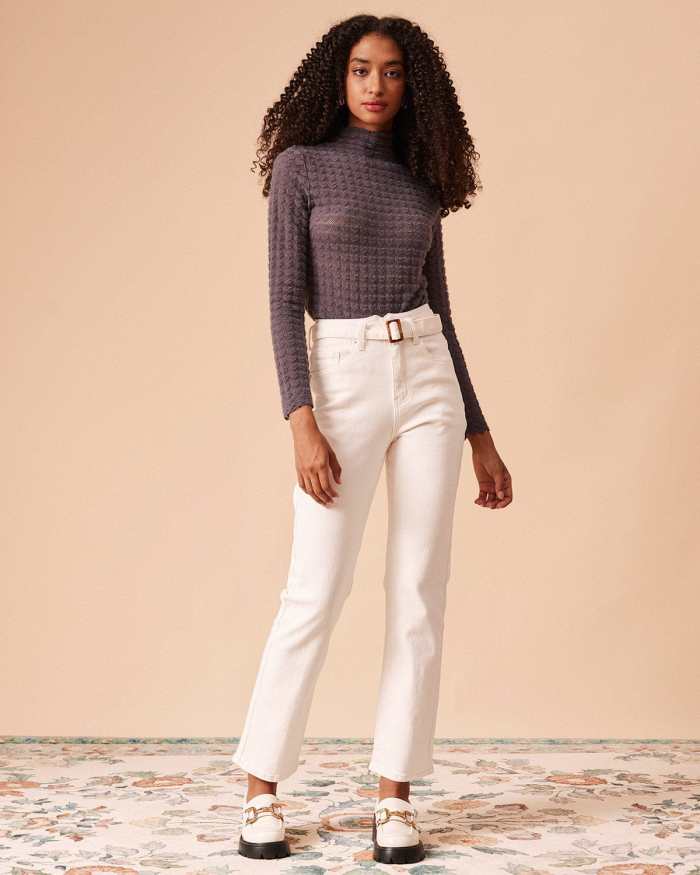 The Mock Neck See-Through Knit Top