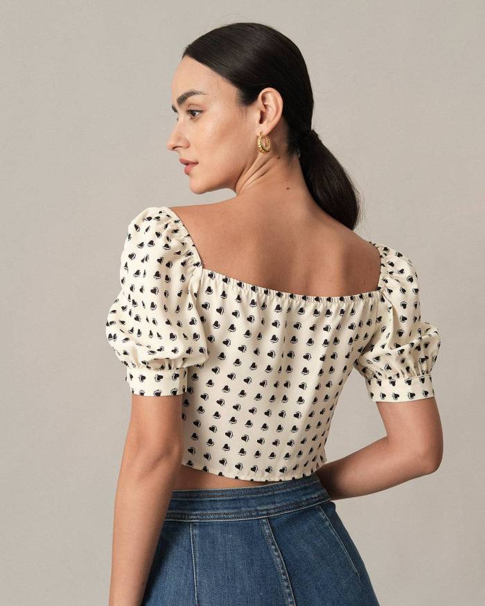 The V Neck Puff Sleeve Blouse